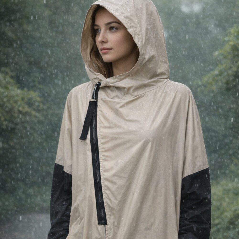 Gorgeous Beige/Black Rain Jacket from Italy (E3)